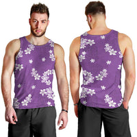 Hawaii Monstera Deliciosa Men Tank Top Purple Plumeria Polynesian Pattern LT05 - Polynesian Pride