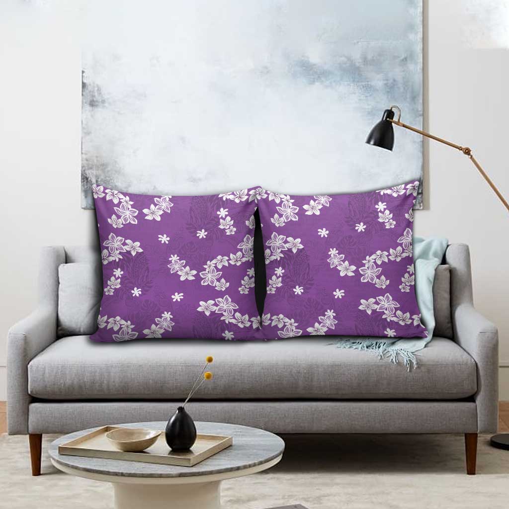 Hawaii Monstera Deliciosa Pillow Cover Purple Plumeria Polynesian Pattern LT05 - Polynesian Pride