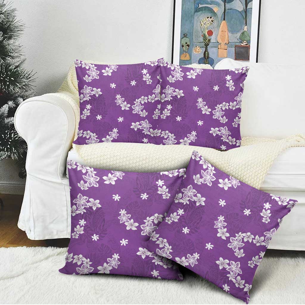 Hawaii Monstera Deliciosa Pillow Cover Purple Plumeria Polynesian Pattern LT05 - Polynesian Pride