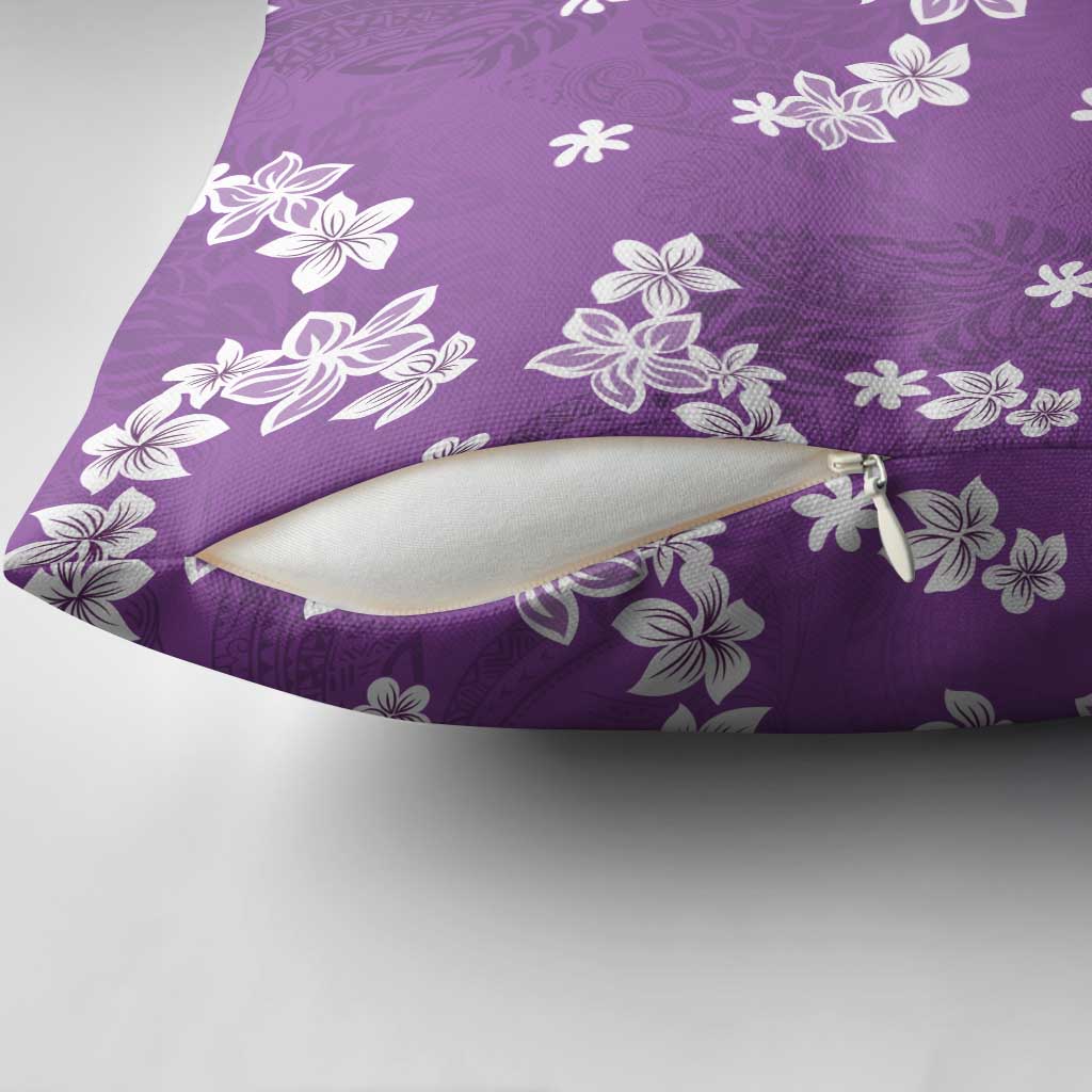 Hawaii Monstera Deliciosa Pillow Cover Purple Plumeria Polynesian Pattern LT05 - Polynesian Pride