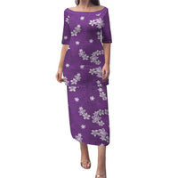 Hawaii Monstera Deliciosa Puletasi Purple Plumeria Polynesian Pattern LT05 Long Dress Purple - Polynesian Pride