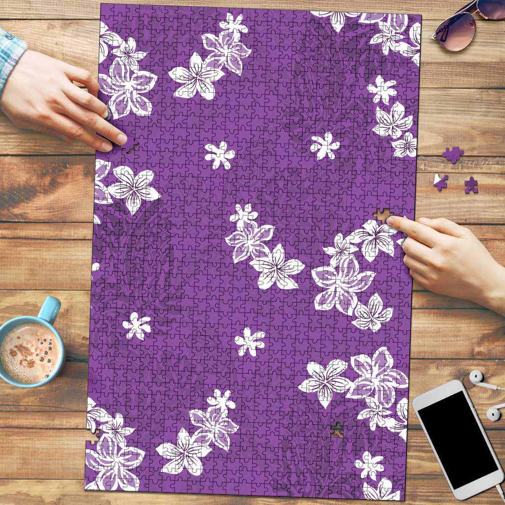 Hawaii Monstera Deliciosa Puzzle Purple Plumeria Polynesian Pattern LT05 Purple - Polynesian Pride