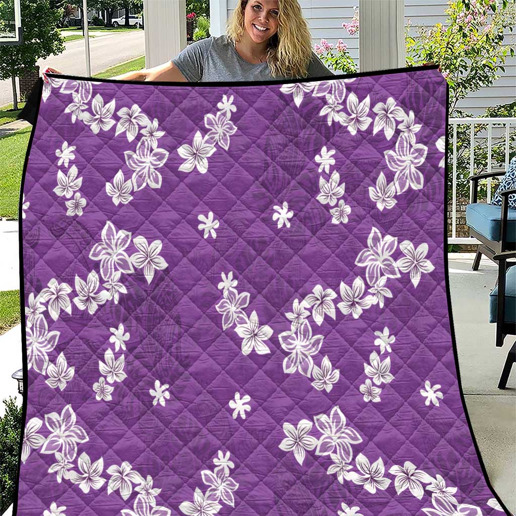 Hawaii Monstera Deliciosa Quilt Purple Plumeria Polynesian Pattern LT05 Purple - Polynesian Pride