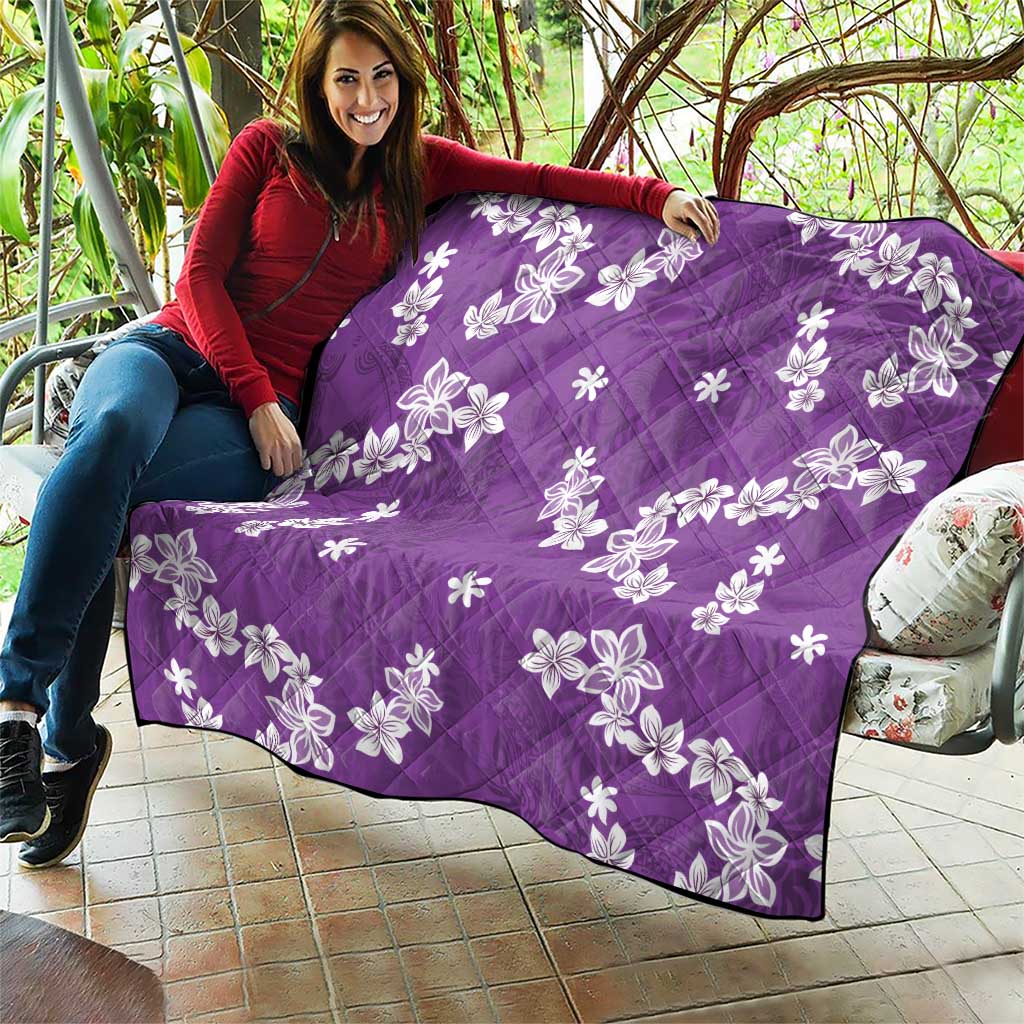 Hawaii Monstera Deliciosa Quilt Purple Plumeria Polynesian Pattern LT05 - Polynesian Pride