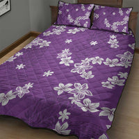 Hawaii Monstera Deliciosa Quilt Bed Set Purple Plumeria Polynesian Pattern LT05 - Polynesian Pride