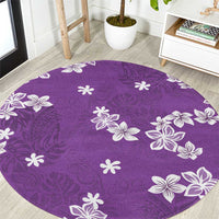 Hawaii Monstera Deliciosa Round Carpet Purple Plumeria Polynesian Pattern LT05 Purple - Polynesian Pride