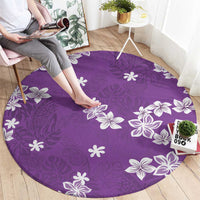 Hawaii Monstera Deliciosa Round Carpet Purple Plumeria Polynesian Pattern LT05 - Polynesian Pride