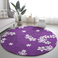 Hawaii Monstera Deliciosa Round Carpet Purple Plumeria Polynesian Pattern LT05 - Polynesian Pride