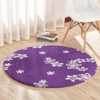 Hawaii Monstera Deliciosa Round Carpet Purple Plumeria Polynesian Pattern LT05 - Polynesian Pride