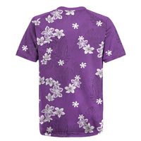 Hawaii Monstera Deliciosa Rugby Jersey Purple Plumeria Polynesian Pattern LT05 - Polynesian Pride