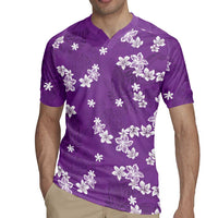 Hawaii Monstera Deliciosa Rugby Jersey Purple Plumeria Polynesian Pattern LT05 - Polynesian Pride