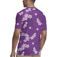 Hawaii Monstera Deliciosa Rugby Jersey Purple Plumeria Polynesian Pattern LT05 - Polynesian Pride