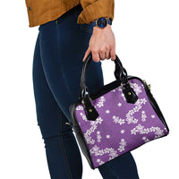Hawaii Monstera Deliciosa Shoulder Handbag Purple Plumeria Polynesian Pattern LT05 - Polynesian Pride
