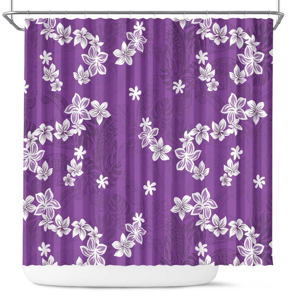 Hawaii Monstera Deliciosa Shower Curtain Purple Plumeria Polynesian Pattern LT05 Purple - Polynesian Pride