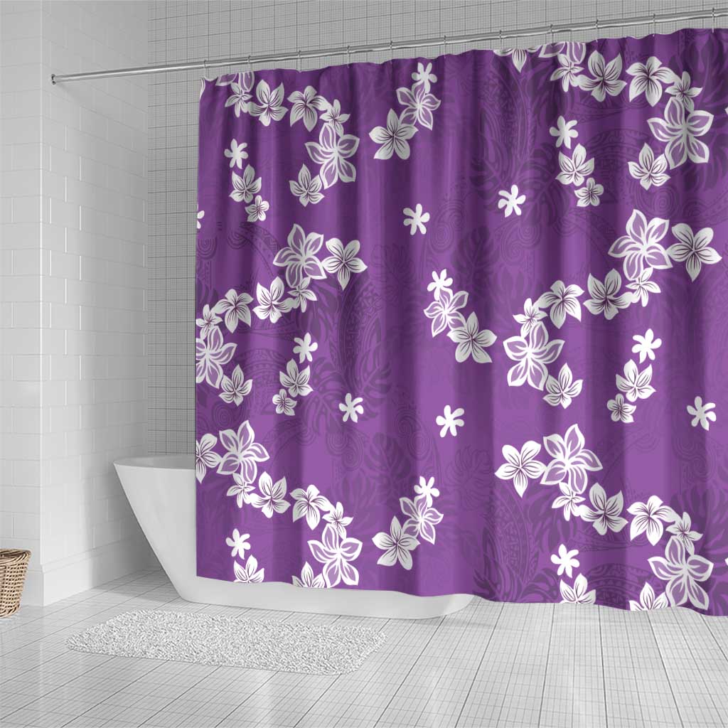 Hawaii Monstera Deliciosa Shower Curtain Purple Plumeria Polynesian Pattern LT05 - Polynesian Pride