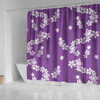 Hawaii Monstera Deliciosa Shower Curtain Purple Plumeria Polynesian Pattern LT05 - Polynesian Pride