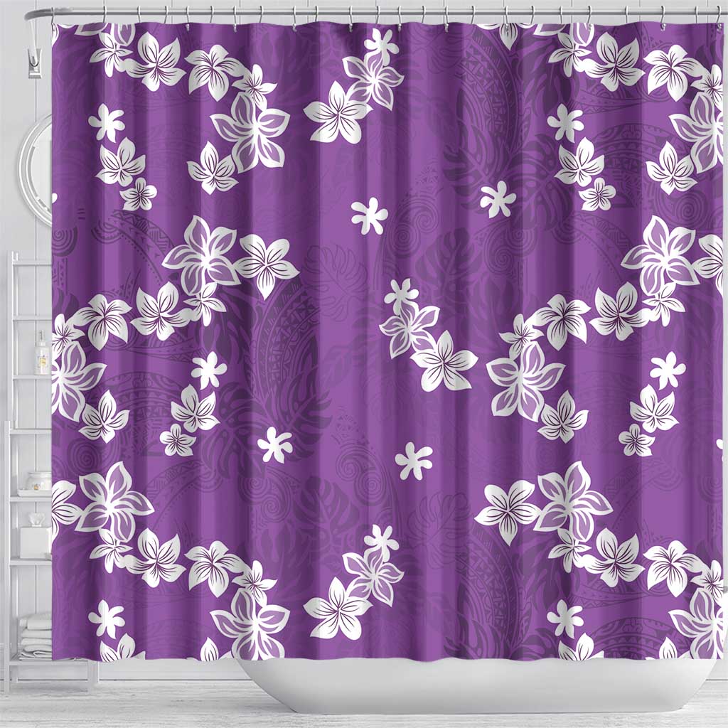 Hawaii Monstera Deliciosa Shower Curtain Purple Plumeria Polynesian Pattern LT05 - Polynesian Pride