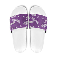 Hawaii Monstera Deliciosa Slide Sandals Purple Plumeria Polynesian Pattern LT05 Purple - Polynesian Pride