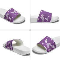 Hawaii Monstera Deliciosa Slide Sandals Purple Plumeria Polynesian Pattern LT05 - Polynesian Pride