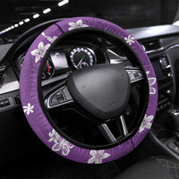 Hawaii Monstera Deliciosa Steering Wheel Cover Purple Plumeria Polynesian Pattern LT05 Universal Fit Purple - Polynesian Pride