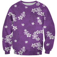Hawaii Monstera Deliciosa Sweatshirt Purple Plumeria Polynesian Pattern LT05 Unisex Purple - Polynesian Pride