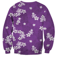 Hawaii Monstera Deliciosa Sweatshirt Purple Plumeria Polynesian Pattern LT05 - Polynesian Pride