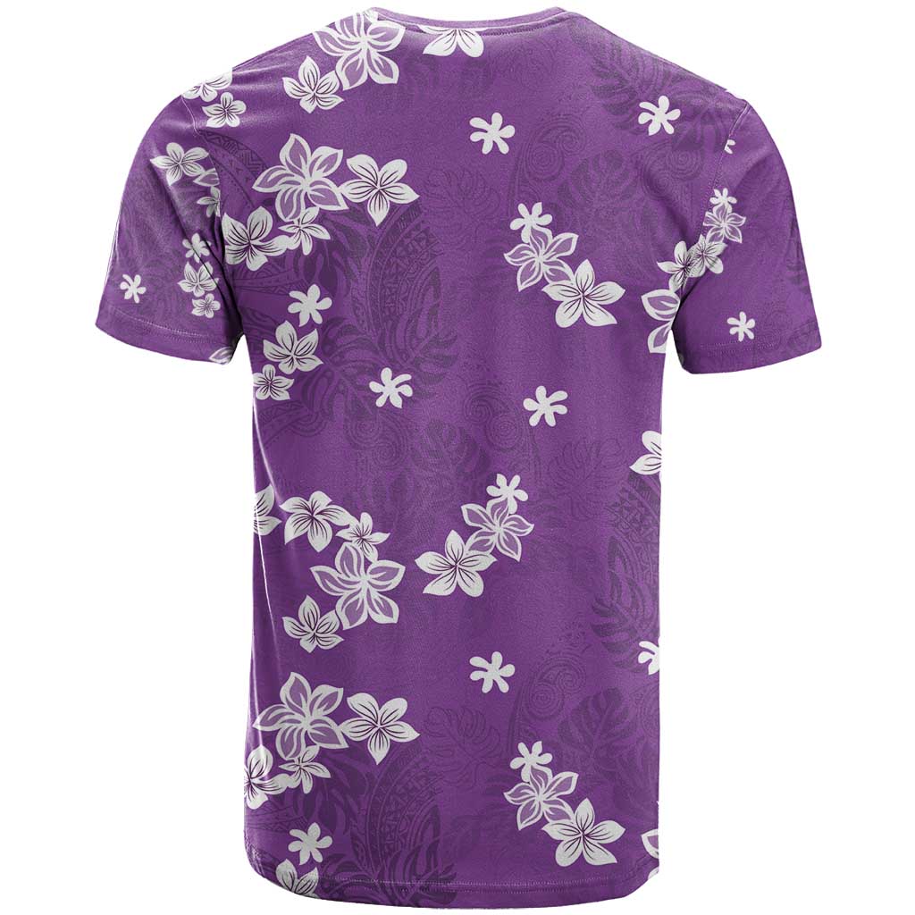 Hawaii Monstera Deliciosa T Shirt Purple Plumeria Polynesian Pattern LT05 - Polynesian Pride