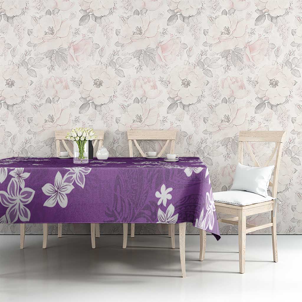 Hawaii Monstera Deliciosa Tablecloth Purple Plumeria Polynesian Pattern LT05 - Polynesian Pride