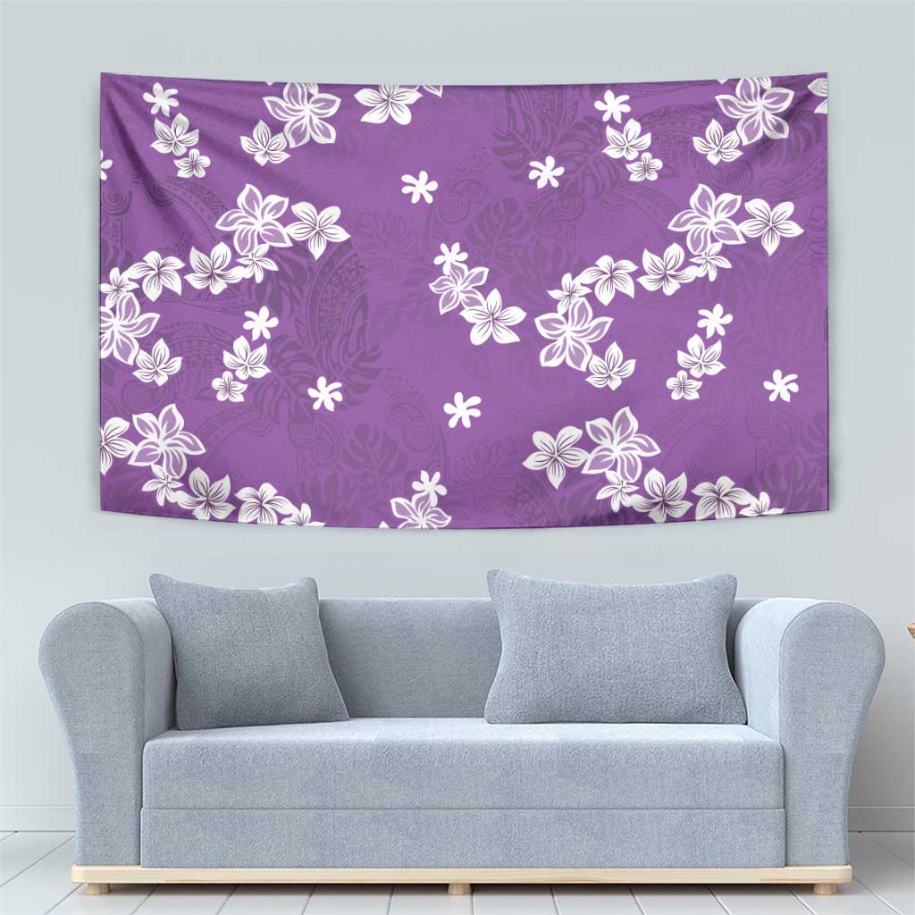 Hawaii Monstera Deliciosa Tapestry Purple Plumeria Polynesian Pattern LT05 - Polynesian Pride