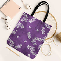 Hawaii Monstera Deliciosa Tote Bag Purple Plumeria Polynesian Pattern LT05 Black Strap One Size Purple - Polynesian Pride