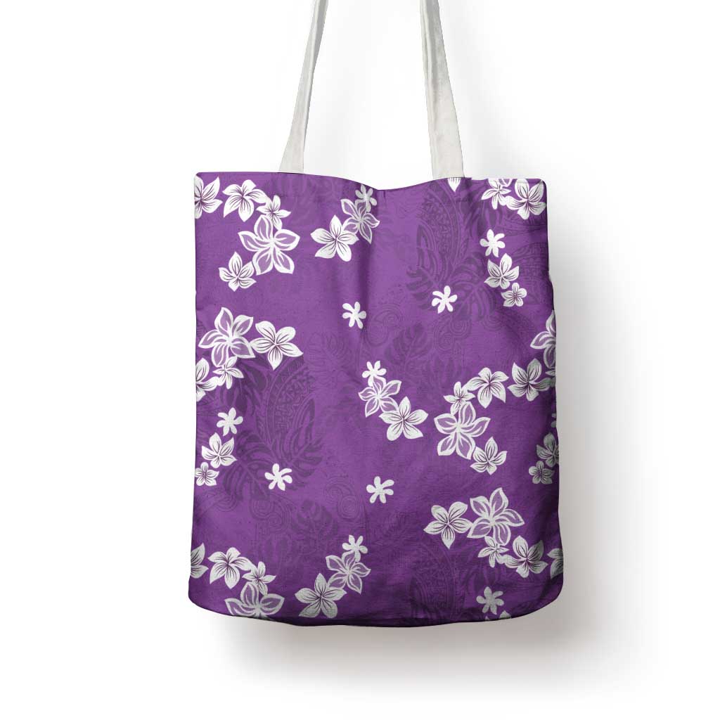 Hawaii Monstera Deliciosa Tote Bag Purple Plumeria Polynesian Pattern LT05 - Polynesian Pride