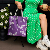 Hawaii Monstera Deliciosa Tote Bag Purple Plumeria Polynesian Pattern LT05 - Polynesian Pride