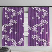 Hawaii Monstera Deliciosa Window Curtain Purple Plumeria Polynesian Pattern LT05 With Hooks Purple - Polynesian Pride
