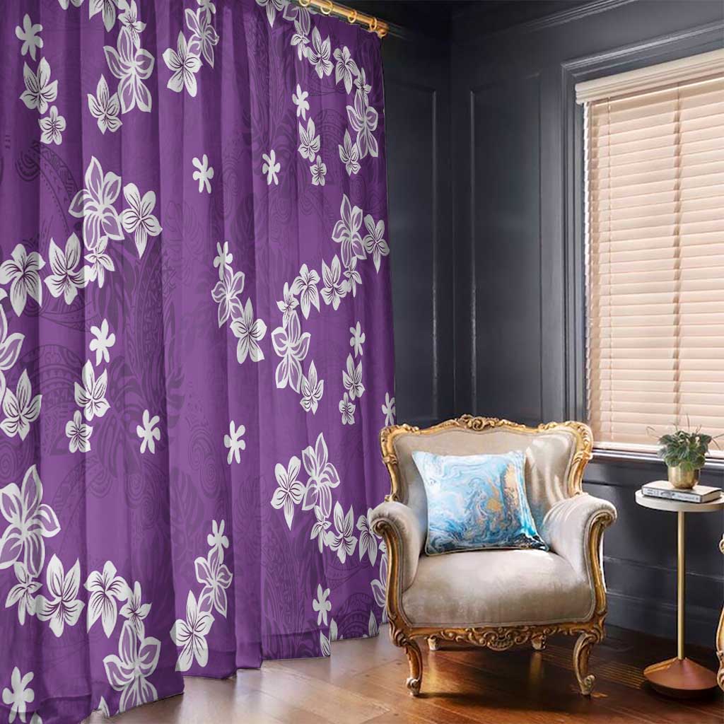 Hawaii Monstera Deliciosa Window Curtain Purple Plumeria Polynesian Pattern LT05 - Polynesian Pride