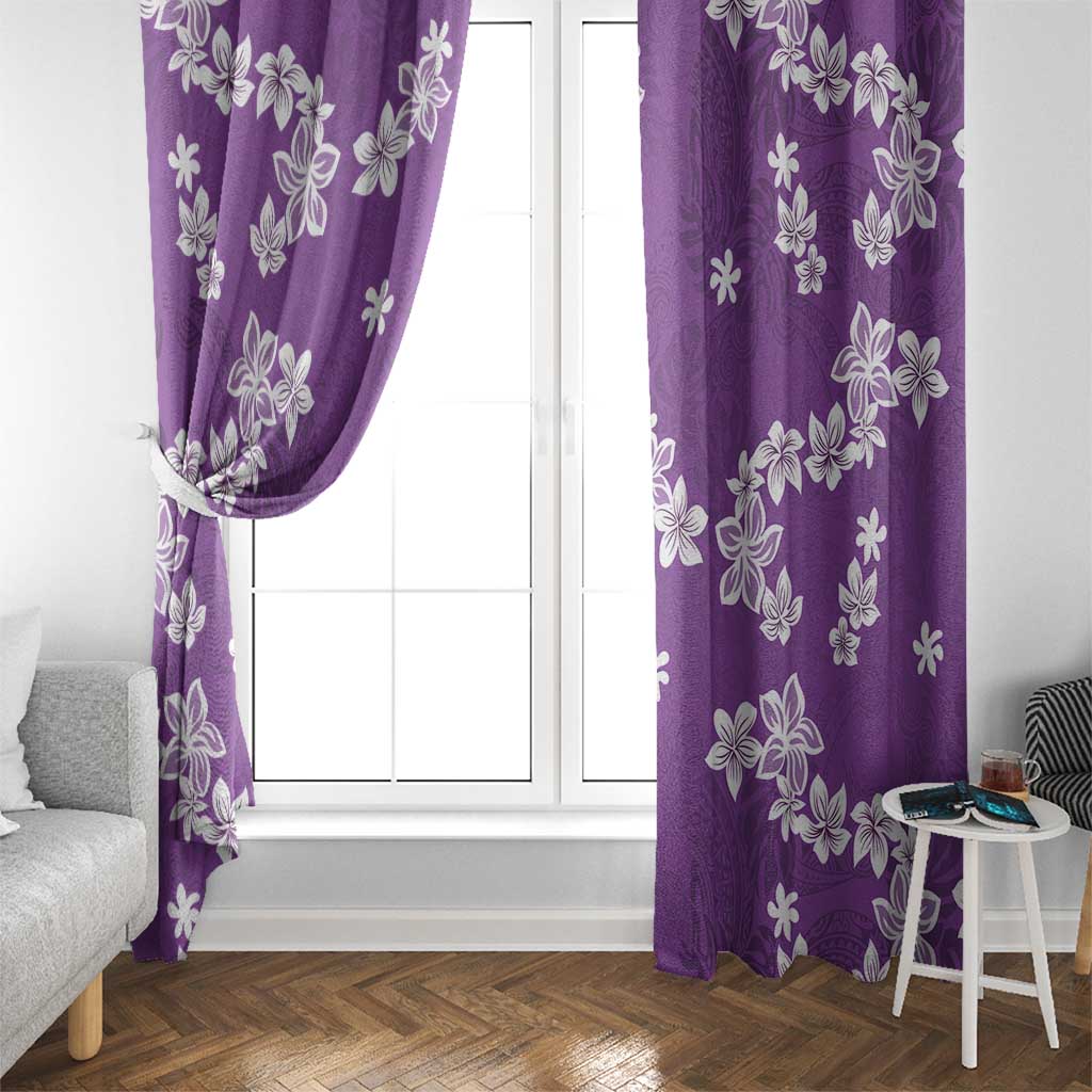Hawaii Monstera Deliciosa Window Curtain Purple Plumeria Polynesian Pattern LT05 - Polynesian Pride