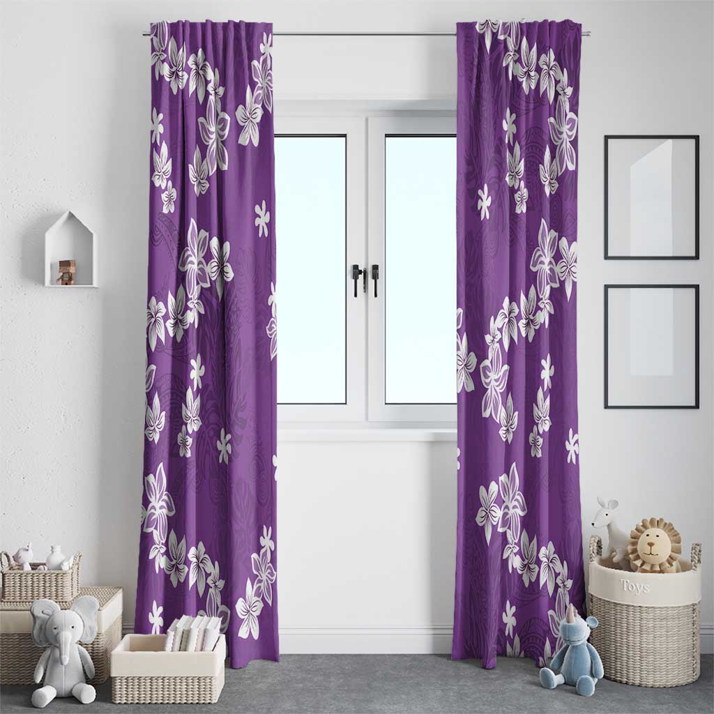 Hawaii Monstera Deliciosa Window Curtain Purple Plumeria Polynesian Pattern LT05 - Polynesian Pride