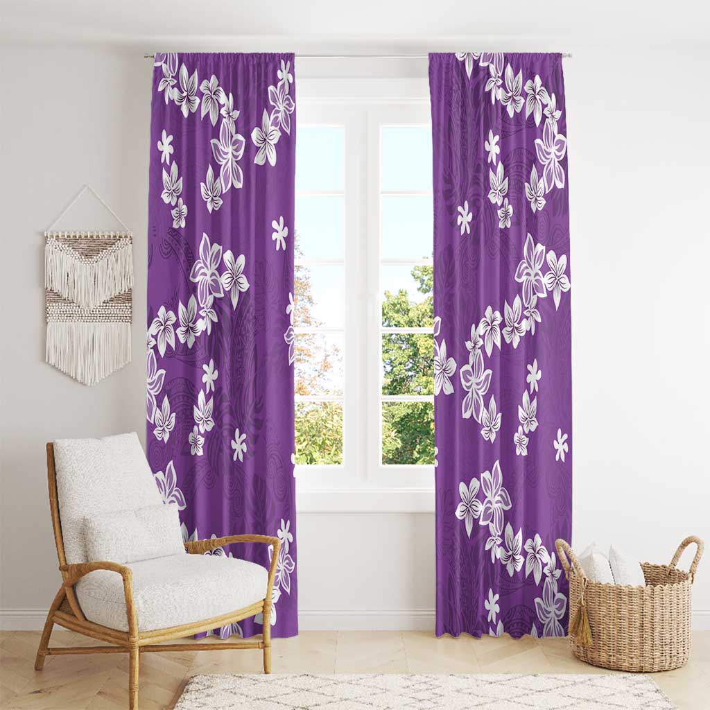 Hawaii Monstera Deliciosa Window Curtain Purple Plumeria Polynesian Pattern LT05 - Polynesian Pride