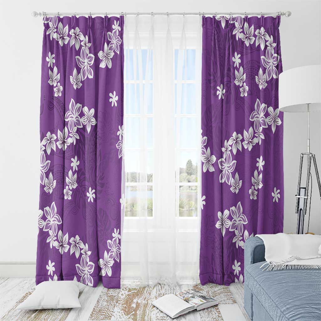 Hawaii Monstera Deliciosa Window Curtain Purple Plumeria Polynesian Pattern LT05 - Polynesian Pride