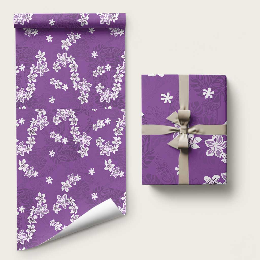 Hawaii Monstera Deliciosa Wrapping Paper Purple Plumeria Polynesian Pattern LT05 58" × 23" Purple - Polynesian Pride