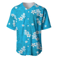 Hawaii Monstera Deliciosa Baseball Jersey Blue Plumeria Polynesian Pattern LT05 Blue - Polynesian Pride