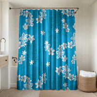 Hawaii Monstera Deliciosa Bathroom Set Blue Plumeria Polynesian Pattern LT05 Shower Curtain Only Blue - Polynesian Pride