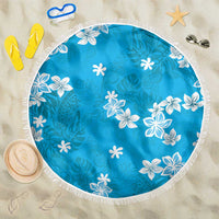Hawaii Monstera Deliciosa Beach Blanket Blue Plumeria Polynesian Pattern LT05 One Size 150cm Blue - Polynesian Pride