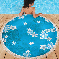 Hawaii Monstera Deliciosa Beach Blanket Blue Plumeria Polynesian Pattern LT05 - Polynesian Pride