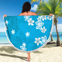 Hawaii Monstera Deliciosa Beach Blanket Blue Plumeria Polynesian Pattern LT05 - Polynesian Pride