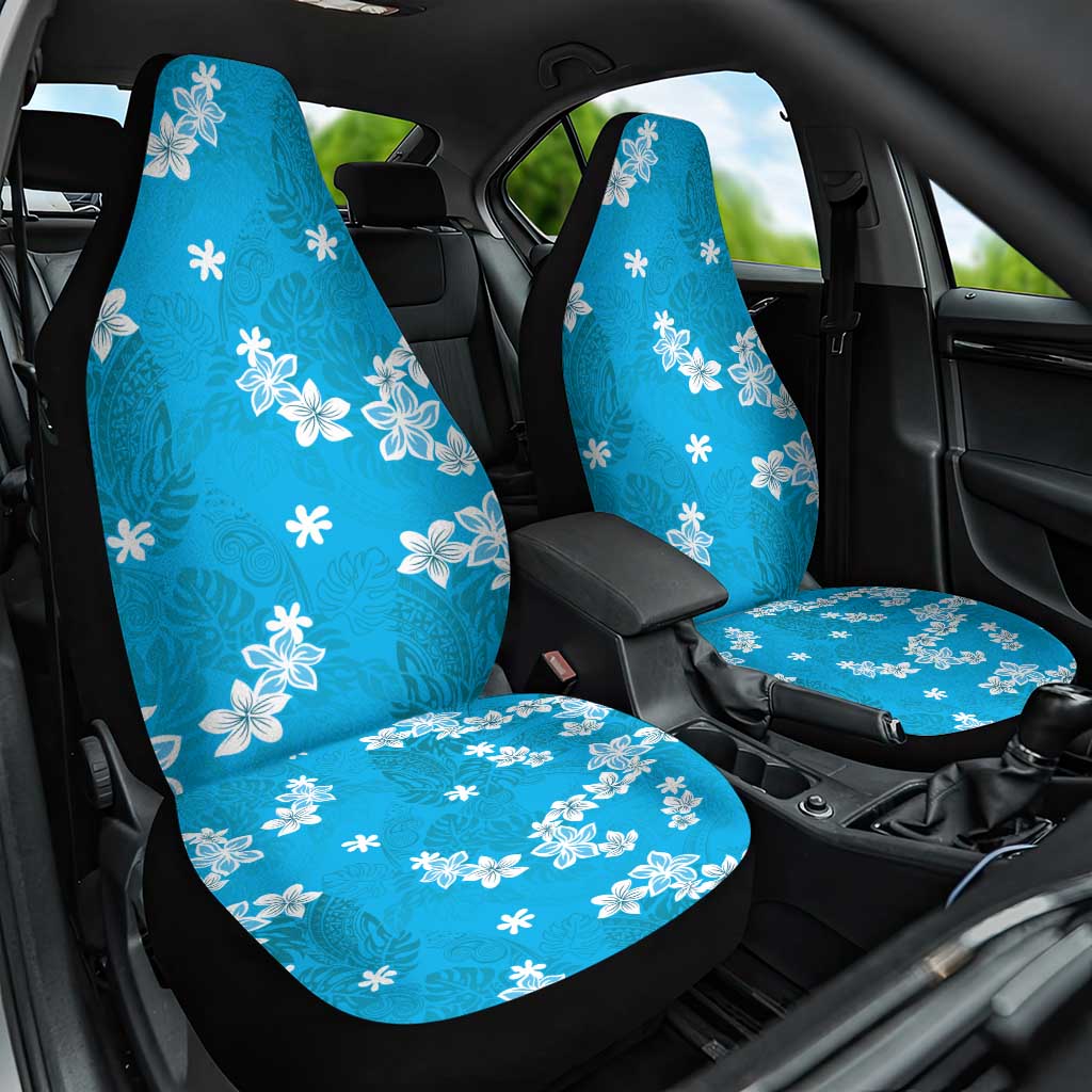 Hawaii Monstera Deliciosa Car Seat Cover Blue Plumeria Polynesian Pattern LT05 One Size Blue - Polynesian Pride
