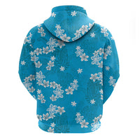Hawaii Monstera Deliciosa Hoodie Blue Plumeria Polynesian Pattern LT05 - Polynesian Pride