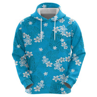 Hawaii Monstera Deliciosa Hoodie Blue Plumeria Polynesian Pattern LT05 - Polynesian Pride