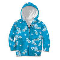 Hawaii Monstera Deliciosa Kid Hoodie Blue Plumeria Polynesian Pattern LT05 Zip Hoodie Blue - Polynesian Pride