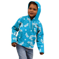 Hawaii Monstera Deliciosa Kid Hoodie Blue Plumeria Polynesian Pattern LT05 - Polynesian Pride
