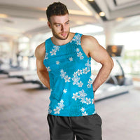 Hawaii Monstera Deliciosa Men Tank Top Blue Plumeria Polynesian Pattern LT05 Blue - Polynesian Pride